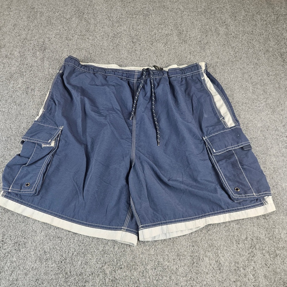 Covington Mens Cargo Swim Trunks Navy Blue White Board Shorts Size Large 36-38